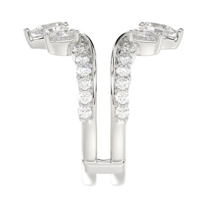 LADIES ENHANCERS RING 1 3/4CT ROUND/PEAR/DIAMOND 14K WHITE GOLD - Image 3