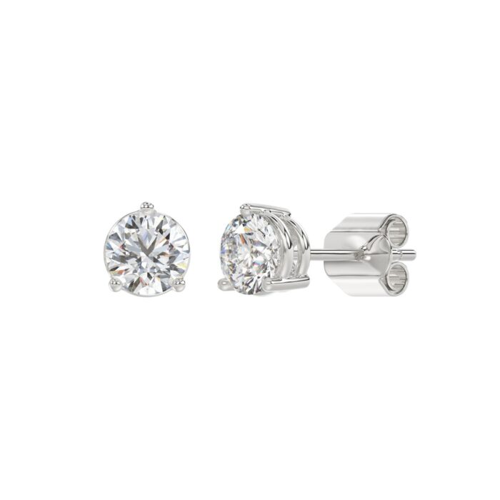 14K WHITE GOLD 2CT ROUND DIAMOND LADIES SOLITAIRE EARRINGS - Image 3