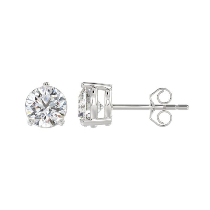 14K WHITE GOLD 3CT ROUND DIAMOND LADIES SOLITAIRE EARRINGS (CENTER STONE ROUND DIAMOND 1 1/2CT) - Image 2