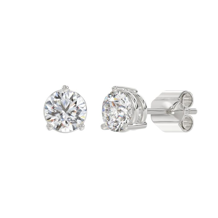 14K WHITE GOLD 3CT ROUND DIAMOND LADIES SOLITAIRE EARRINGS (CENTER STONE ROUND DIAMOND 1 1/2CT) - Image 3