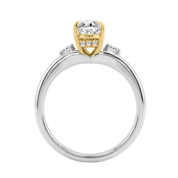 Elegance14K White/Yellow Gold Diamond Engagement Ring 2 1/4Ct Elongated Oval Center With Round Side Stones, Women Ring 2Ct ELONGATED Oval Center Ston - Image 3
