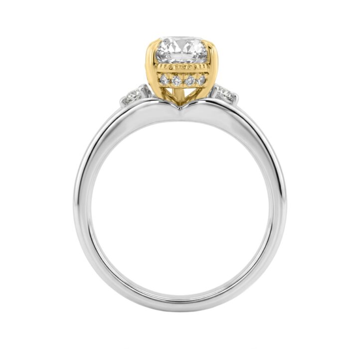 Elegance14K White/Yellow Gold Diamond Engagement Ring 2 1/4Ct Elongated Pear Center With Round Side Stones, Women Ring 2Ct Pear Center Stone (Color F- - Image 3