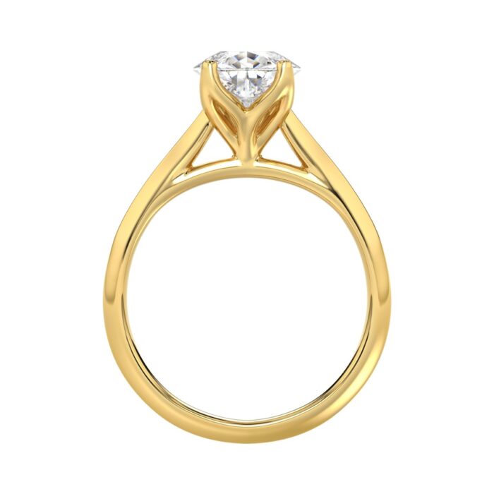 LADIES SOLITAIRE RING 2 1/2CT PEAR DIAMOND 14K YELLOW GOLD - Image 2