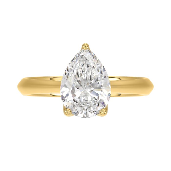 LADIES SOLITAIRE RING 2 1/2CT PEAR DIAMOND 14K YELLOW GOLD - Image 5