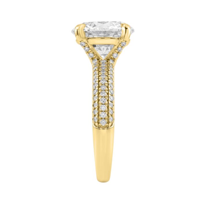4 1/3Ct Round Brilliant Diamond Ring In 14K Yellow Gold Elegant Ladies Engagement Ring 4Ct Round Center Stone (Color F-G -Clarity Vs1/Vs2) - Image 3