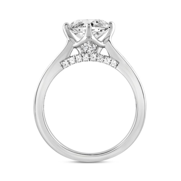 LADIES RING 2 1/2CT ROUND/BAGUETTE DIAMOND 14K WHITE GOLD (CENTER STONE ROUND DIAMOND 2CT ) - Image 2