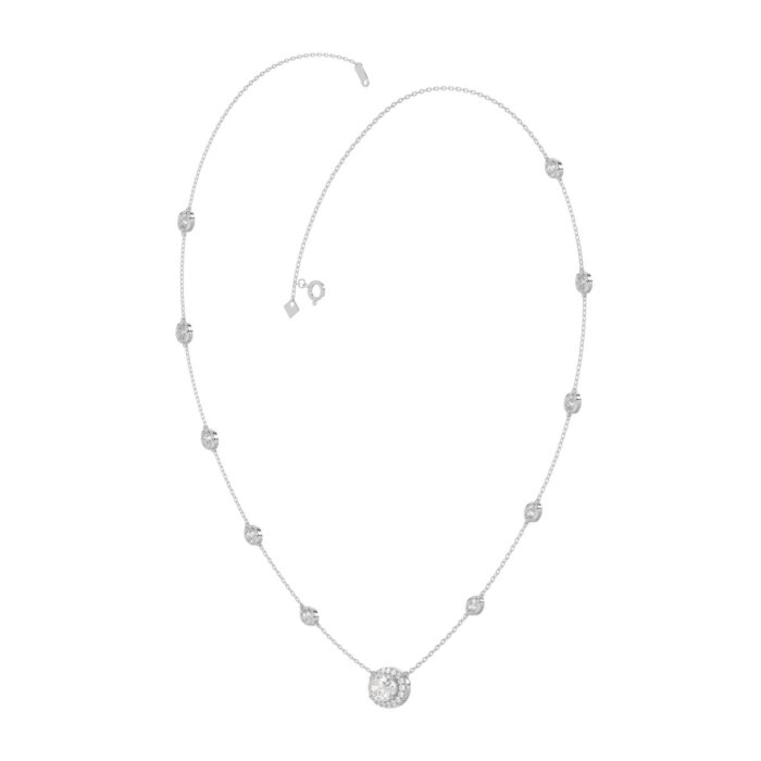14K WHITE GOLD 2 1/4CT ROUND/OVAL DIAMOND LADIES NECKLACE - Image 3