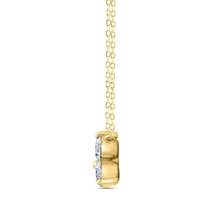 LADIES NECKLACE 1CT ROUND DIAMOND 14K YELLOW GOLD WITH CHAIN - Image 2