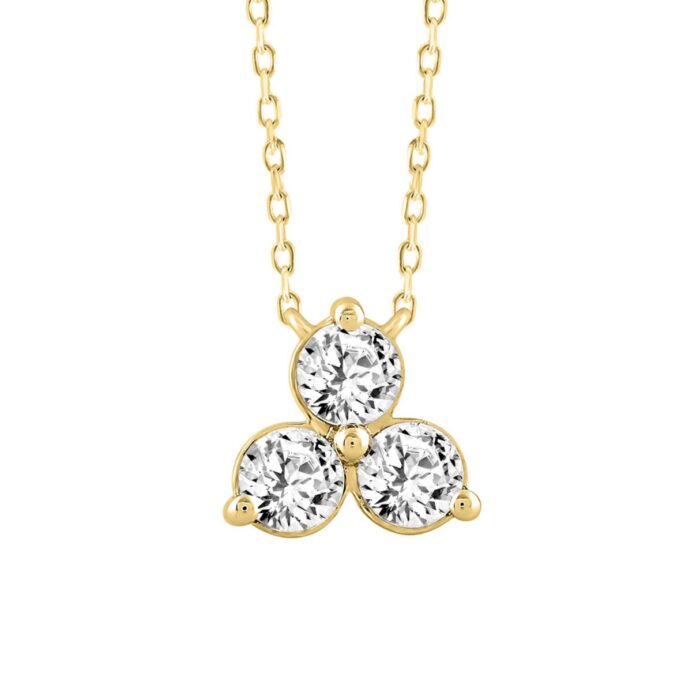 LADIES NECKLACE 1CT ROUND DIAMOND 14K YELLOW GOLD WITH CHAIN - Image 4