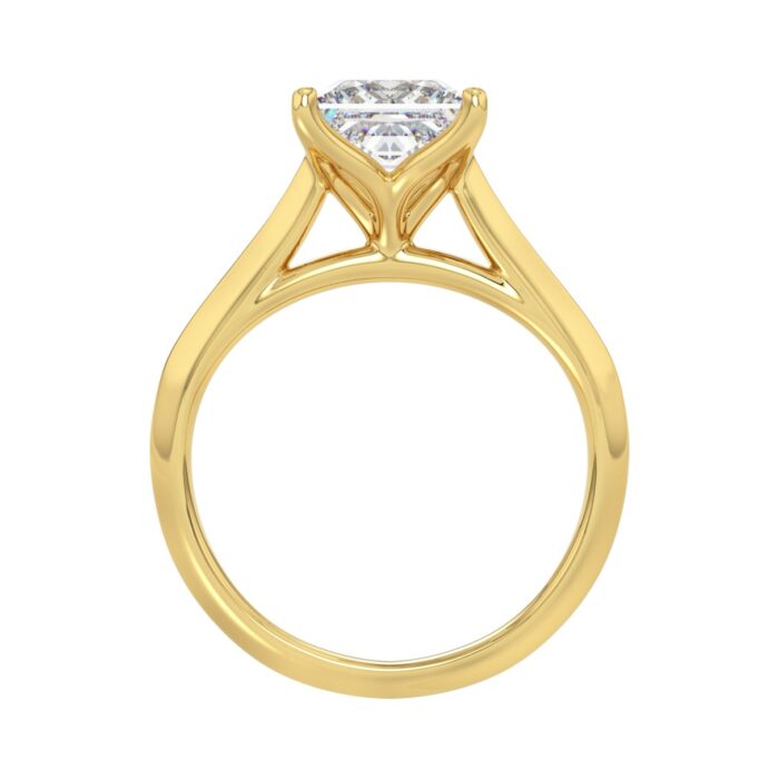 LADIES SOLITAIRE RING 2 1/2CT PRINCESS DIAMOND 14K YELLOW GOLD - Image 2