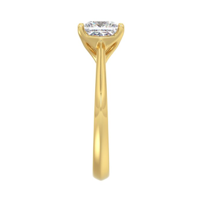 LADIES SOLITAIRE RING 2 1/2CT PRINCESS DIAMOND 14K YELLOW GOLD - Image 4