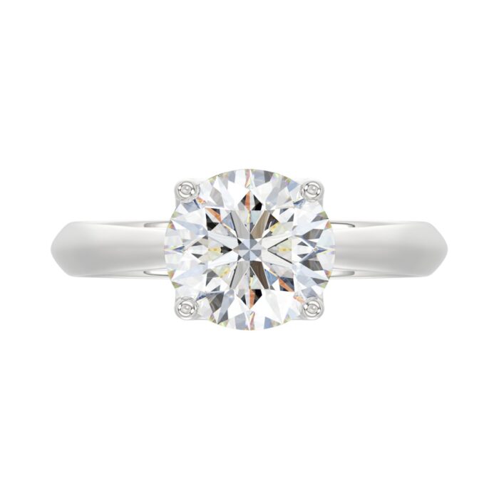 LADIES SOLITAIRE RING 2 1/2CT ROUND DIAMOND 14K WHITE GOLD - Image 5