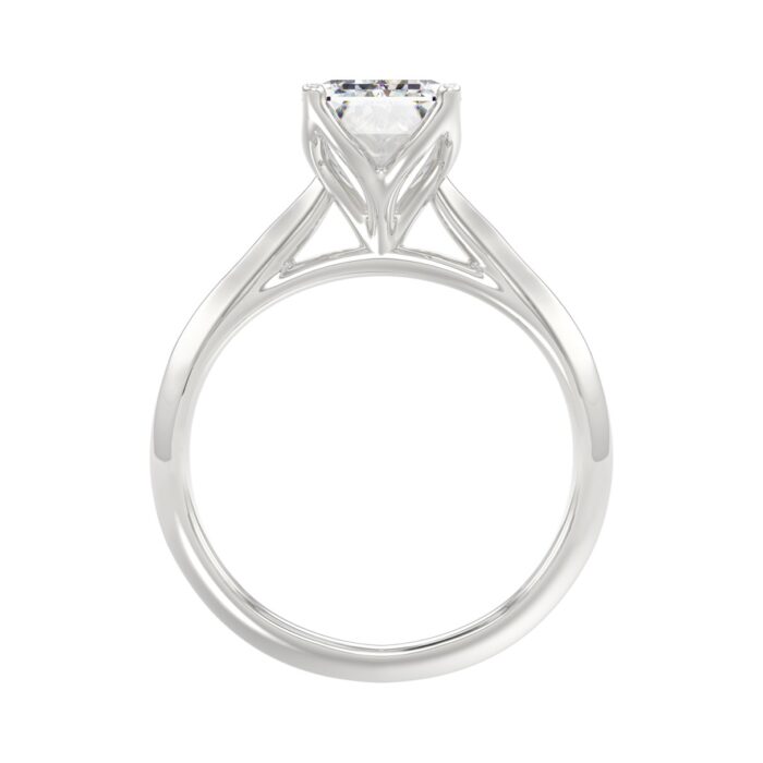 LADIES SOLITAIRE RING 3CT EMERALD DIAMOND 14K WHITE GOLD (CENTER STONE EMERALD DIAMOND 3CT ) - Image 2
