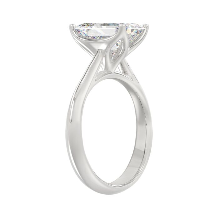 LADIES SOLITAIRE RING 3CT EMERALD DIAMOND 14K WHITE GOLD (CENTER STONE EMERALD DIAMOND 3CT ) - Image 3