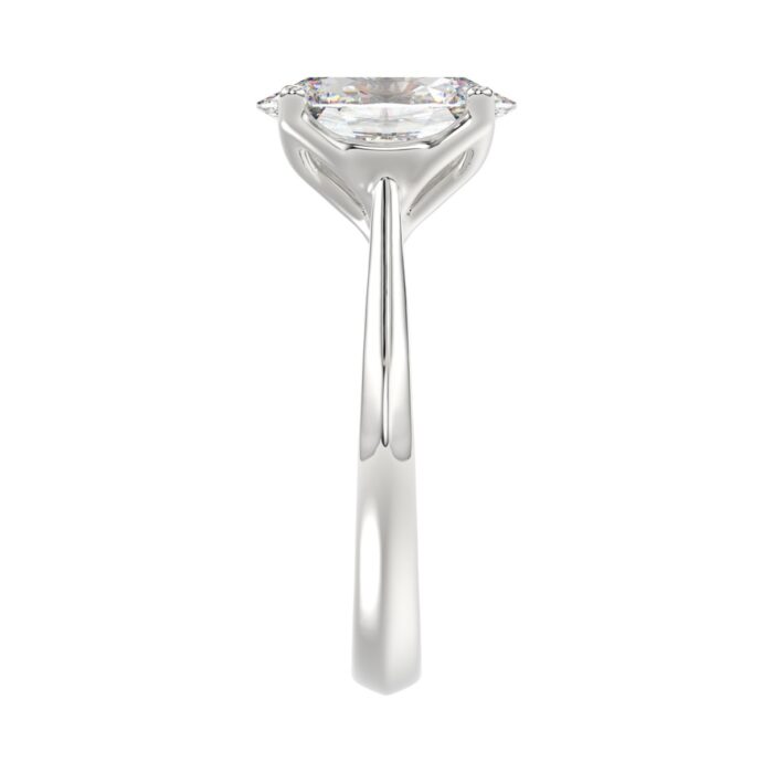 LADIES SOLITAIRE RING 3CT OVAL DIAMOND 14K WHITE GOLD - Image 4