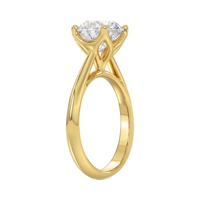 LADIES SOLITAIRE RING 3CT ROUND DIAMOND 14K YELLOW GOLD - Image 3