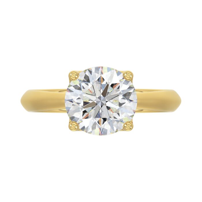 LADIES SOLITAIRE RING 3CT ROUND DIAMOND 14K YELLOW GOLD - Image 5