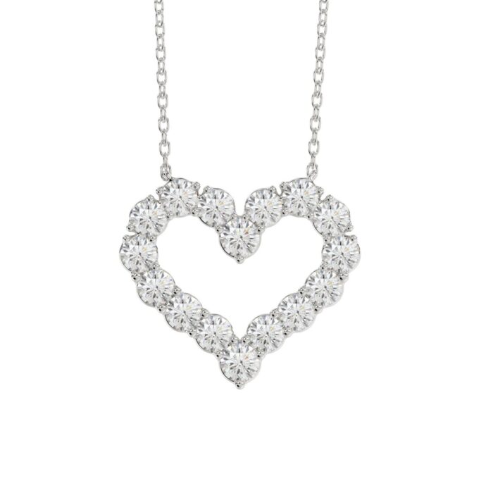 LADIES NECKLACE 3 1/3CT ROUND DIAMOND 14K WHITE GOLD - Image 1