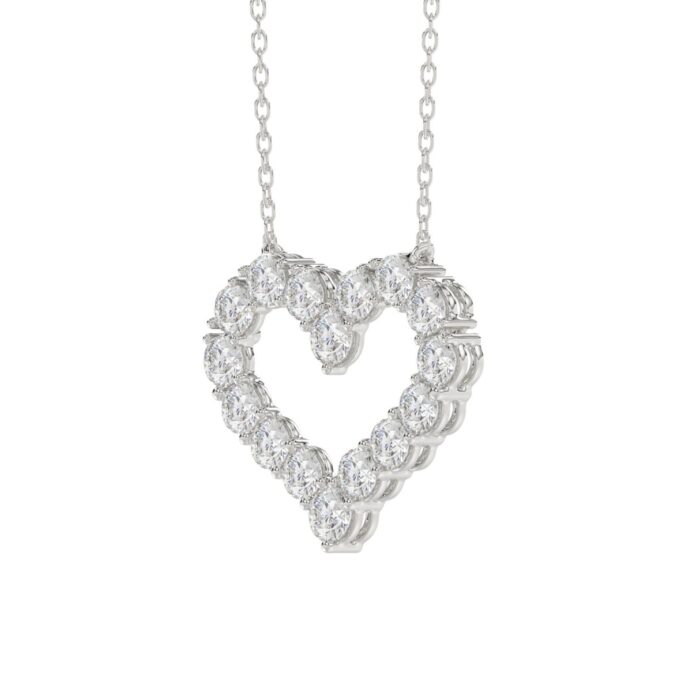 LADIES NECKLACE 3 1/3CT ROUND DIAMOND 14K WHITE GOLD - Image 3