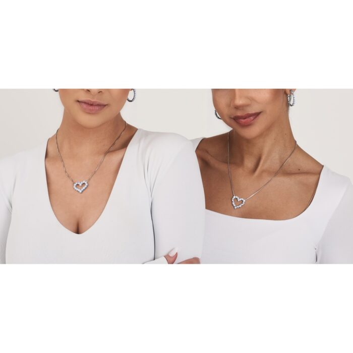 LADIES NECKLACE 3 1/3CT ROUND DIAMOND 14K WHITE GOLD - Image 4
