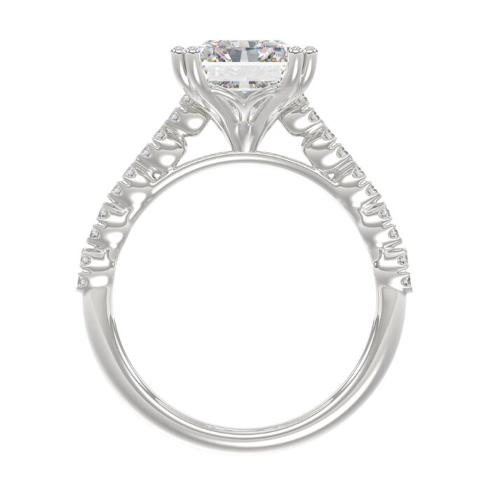 Ladies 14K White Gold Ladies Elegance- Bridal Set 3 1/3CT Round & Radiant Diamond 3.00CT Radiant Center stone (Color F-G -Clarity VS1/VS2) - Image 2