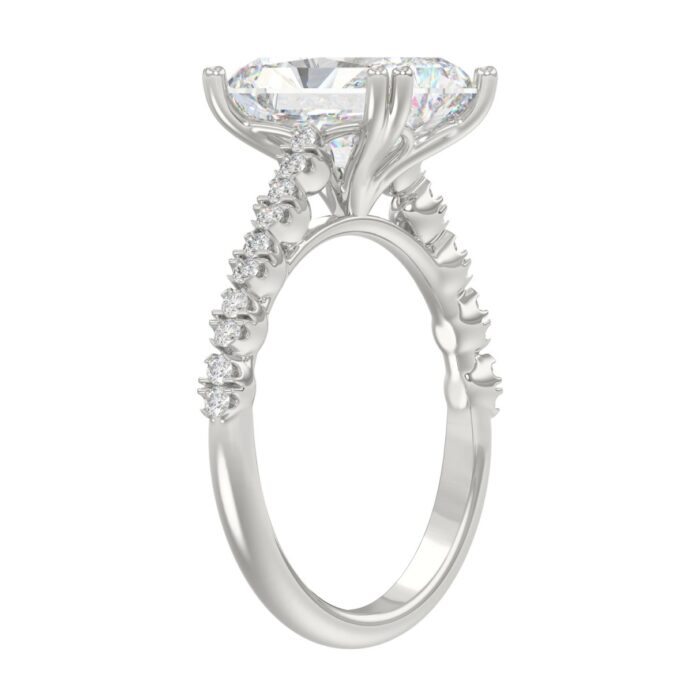 Ladies 14K White Gold Ladies Elegance- Bridal Set 3 1/3CT Round & Radiant Diamond 3.00CT Radiant Center stone (Color F-G -Clarity VS1/VS2) - Image 3