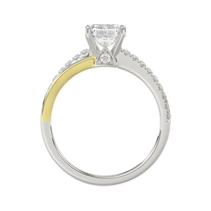 14K WHITE/YELLOW GOLD 2 1/4CT ROUND/EMERALD CUT DIAMOND LADIES RING (CENTER STONE EMERALD CUT DIAMOND 2CT) - Image 5