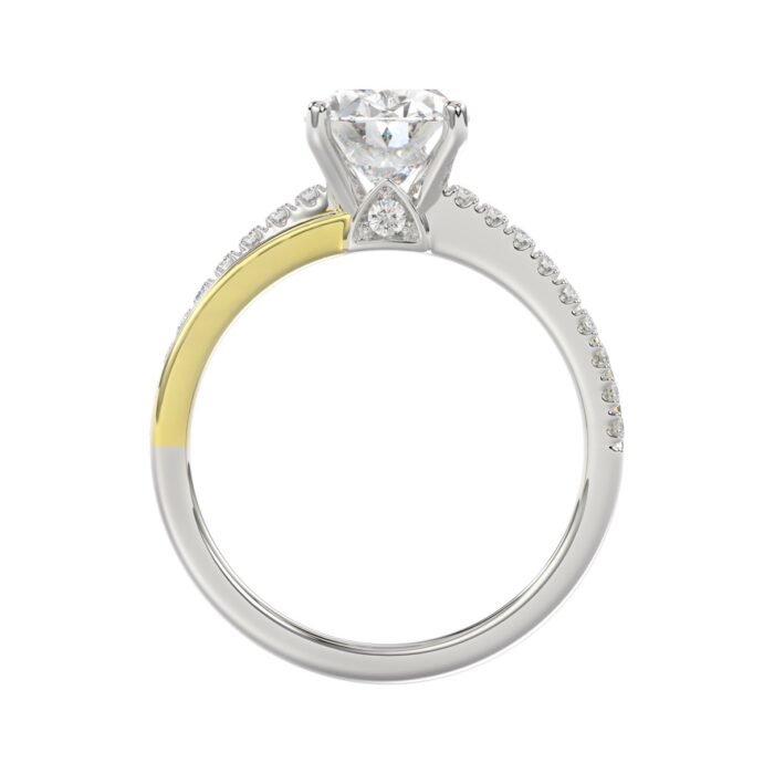 14K WHITE/YELLOW GOLD 2 1/4CT ROUND/OVAL DIAMOIND LADIES RING (CENTER STONE OVAL DIAMOND 2CT) - Image 2