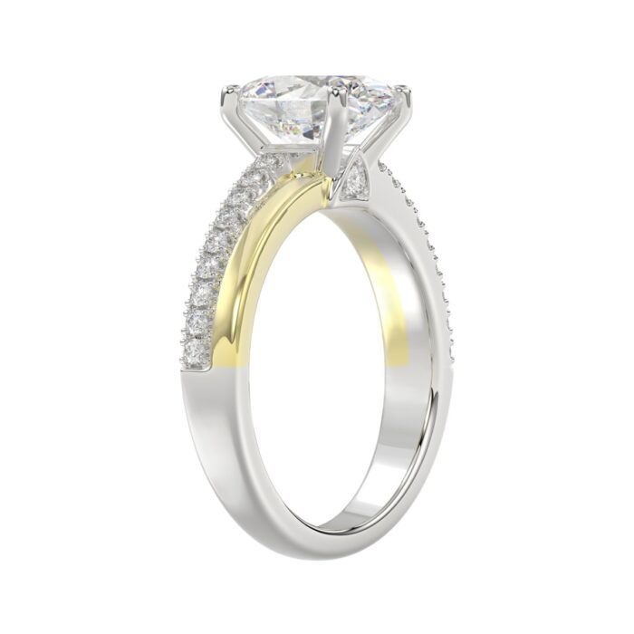 14K WHITE/YELLOW GOLD 2 1/4CT ROUND/OVAL DIAMOIND LADIES RING (CENTER STONE OVAL DIAMOND 2CT) - Image 3