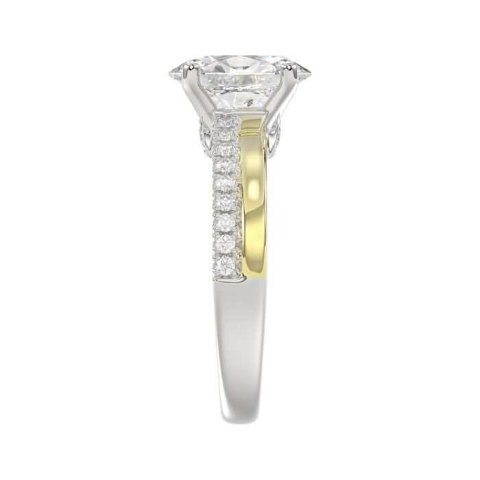 14K WHITE/YELLOW GOLD 2 1/4CT ROUND/OVAL DIAMOIND LADIES RING (CENTER STONE OVAL DIAMOND 2CT) - Image 4