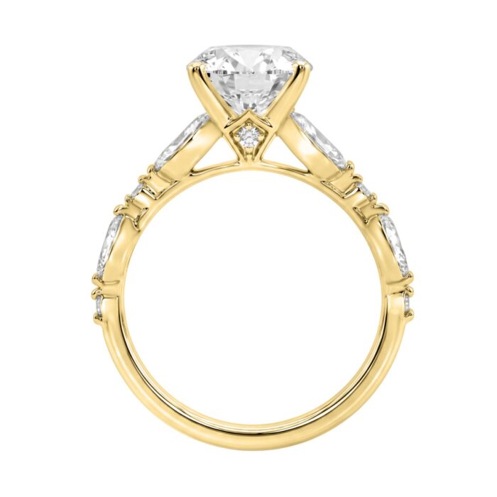 14K YELLOW GOLD 4.00CT ROUND/OVAL/MARQUISE DIAMOND LADIES RING - Image 2