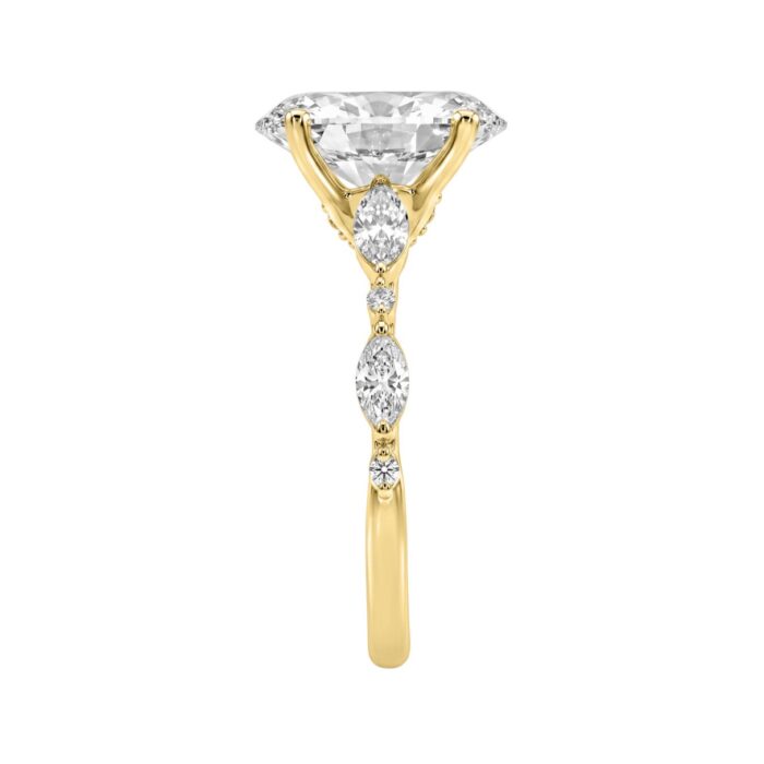 14K YELLOW GOLD 4.00CT ROUND/OVAL/MARQUISE DIAMOND LADIES RING - Image 3