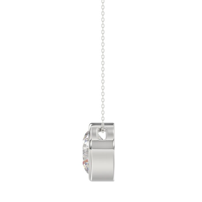 LADIES SOLITAIRE PENDANT 2CT ROUND DIAMOND 14K WHITE GOLD - Image 2