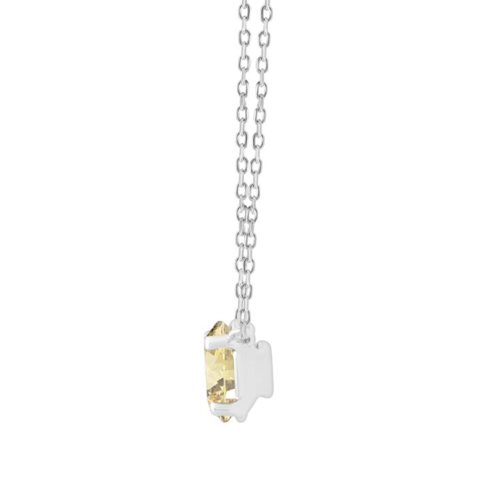 14K WHITE GOLD 1.00CT YELLOW OVAL DIAMOND LADIES NECKLACE - Image 2