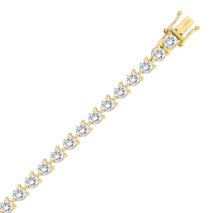 LADIES BRACELET 11CT ROUND DIAMOND 14K YELLOW GOLD - Image 2