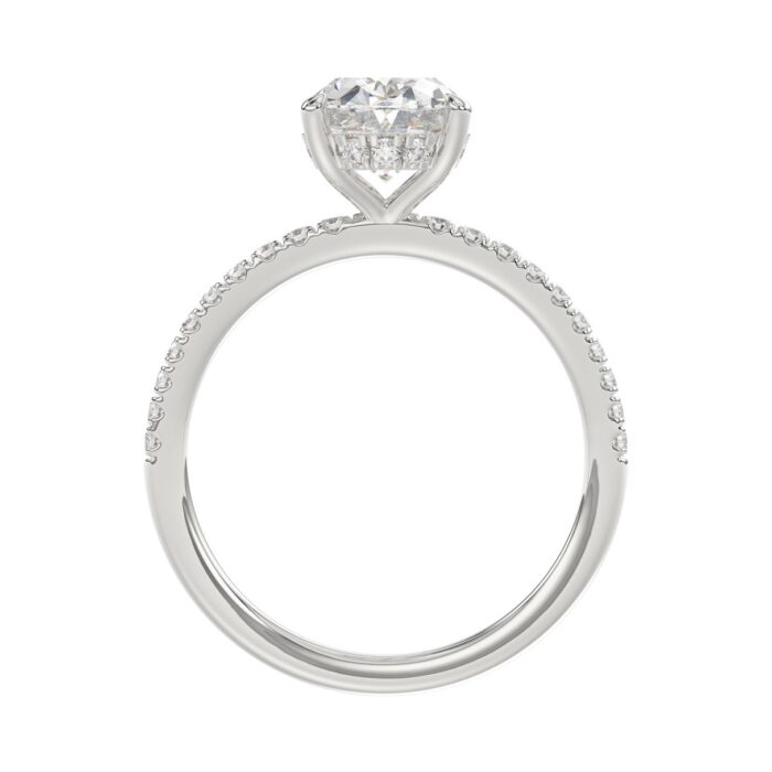 14K WHITE GOLD 2 1/5CT ROUND/OVAL DIAMOND LADIES RING (CENTER STONE OVAL DIAMOND 2CT) - Image 2