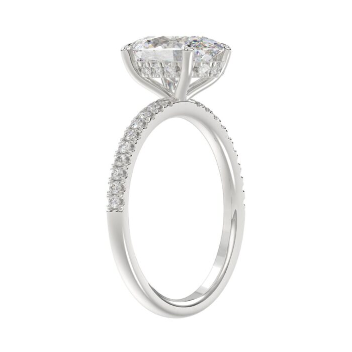 14K WHITE GOLD 2 1/5CT ROUND/OVAL DIAMOND LADIES RING (CENTER STONE OVAL DIAMOND 2CT) - Image 3