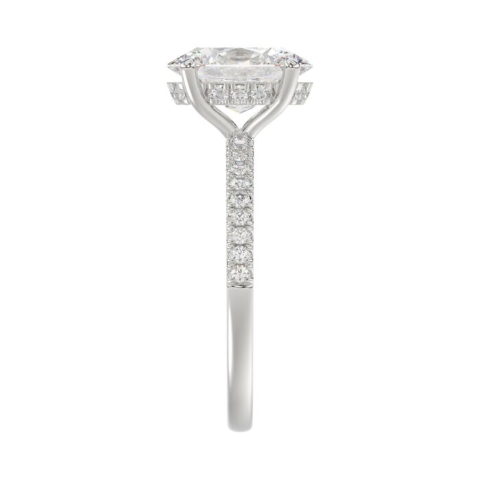 14K WHITE GOLD 2 1/5CT ROUND/OVAL DIAMOND LADIES RING (CENTER STONE OVAL DIAMOND 2CT) - Image 4
