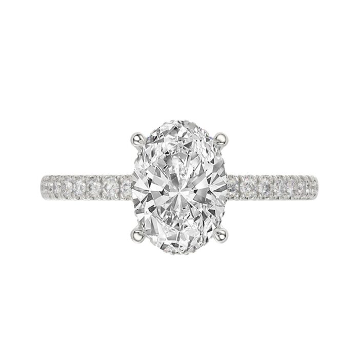 14K WHITE GOLD 2 1/5CT ROUND/OVAL DIAMOND LADIES RING (CENTER STONE OVAL DIAMOND 2CT) - Image 5