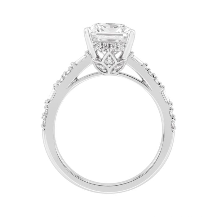 14K WHITE GOLD 3 1/2CT ROUND/BAGUETTE/RADIANT DIAMOND LADIES RING - Image 3