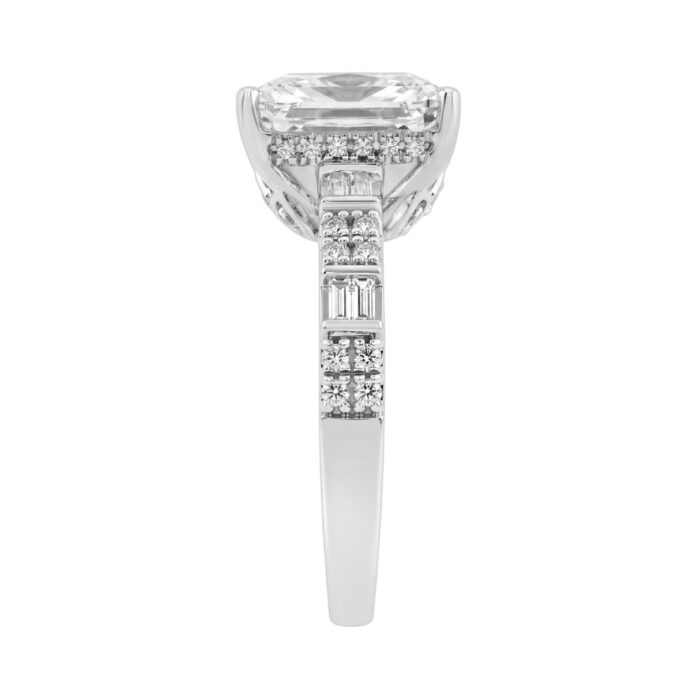 14K WHITE GOLD 3 1/2CT ROUND/BAGUETTE/RADIANT DIAMOND LADIES RING - Image 2