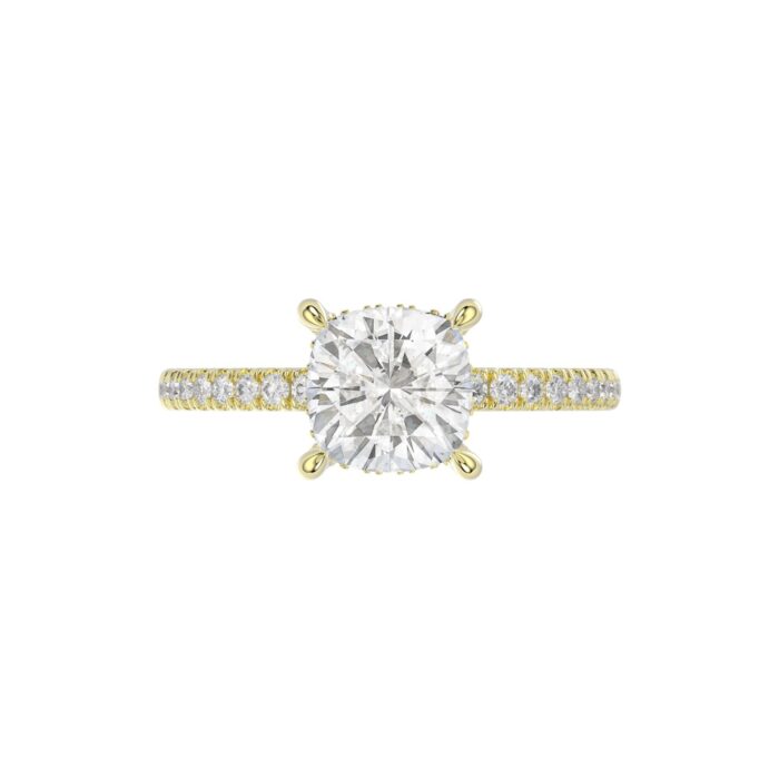 14K YELLOW GOLD 2 1/4CT ROUND/CUSHION DIAMOND LADIES RING (CENTER STONE CUSHION DIAMOND 2CT) - Image 5