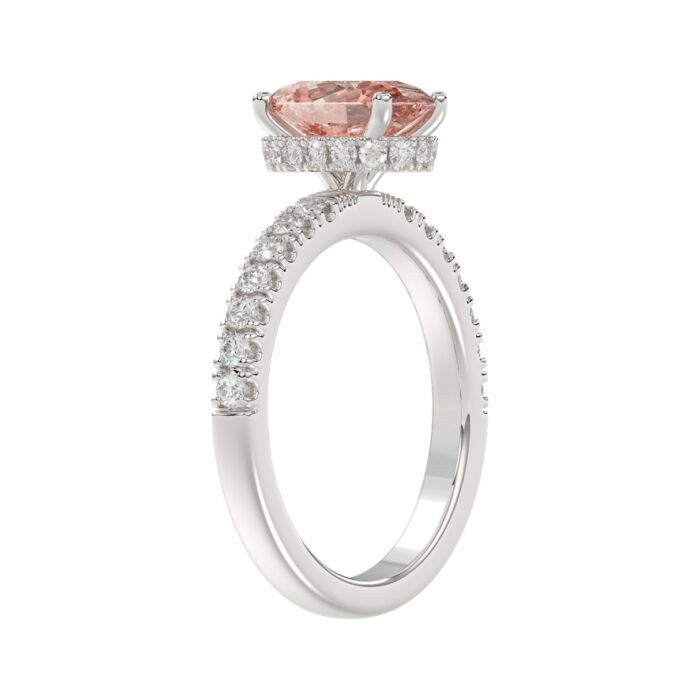 ETERNAL BLUSH COLLECTION 14K WHITE GOLD 2 1/2CT ROUND/OVAL DIAMOND LADIES RING(CENTER STONE PINK OVAL DIAMOND 2CT) - Image 3