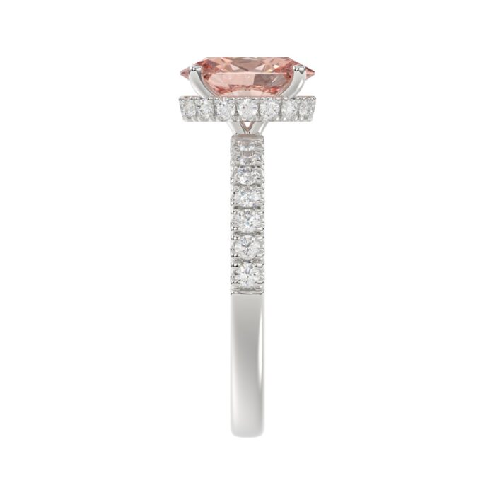 ETERNAL BLUSH COLLECTION 14K WHITE GOLD 2 1/2CT ROUND/OVAL DIAMOND LADIES RING(CENTER STONE PINK OVAL DIAMOND 2CT) - Image 4