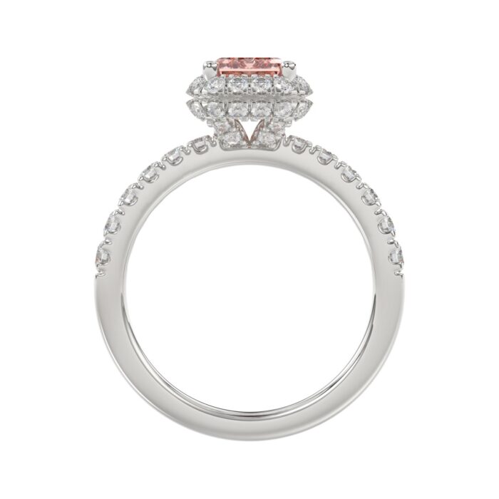 ETERNAL BLUSH COLLECTION 14K WHITE GOLD 4.00CT ROUND/EMERALD DIAMOND LADIES RING (CENTER STONE PINK EMERALD DIAMOND 3CT) - Image 2