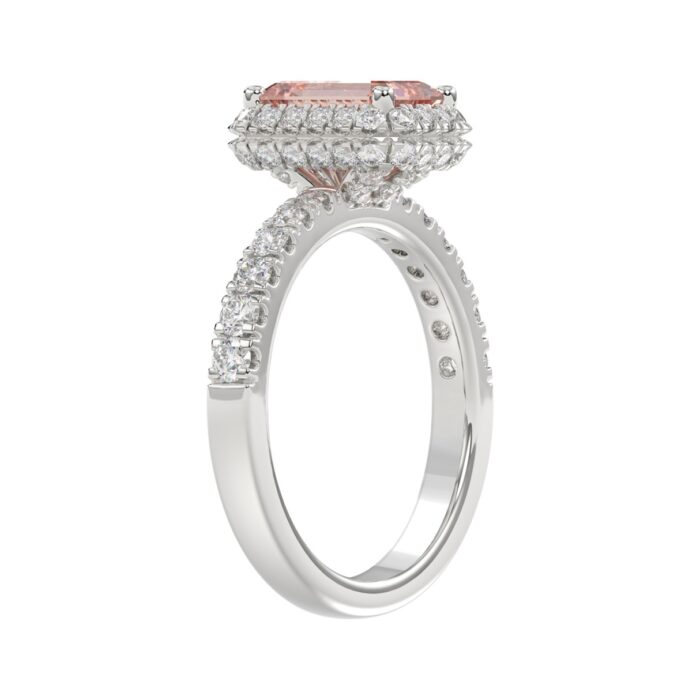 ETERNAL BLUSH COLLECTION 14K WHITE GOLD 4.00CT ROUND/EMERALD DIAMOND LADIES RING (CENTER STONE PINK EMERALD DIAMOND 3CT) - Image 3