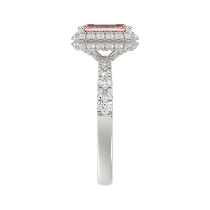 ETERNAL BLUSH COLLECTION 14K WHITE GOLD 4.00CT ROUND/EMERALD DIAMOND LADIES RING (CENTER STONE PINK EMERALD DIAMOND 3CT) - Image 4
