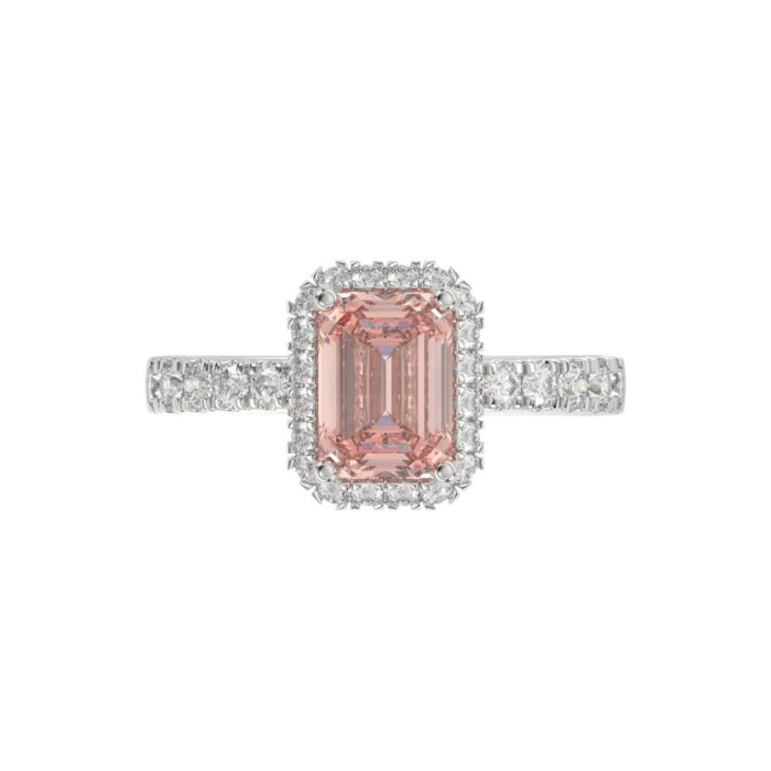 ETERNAL BLUSH COLLECTION 14K WHITE GOLD 4.00CT ROUND/EMERALD DIAMOND LADIES RING (CENTER STONE PINK EMERALD DIAMOND 3CT) - Image 5