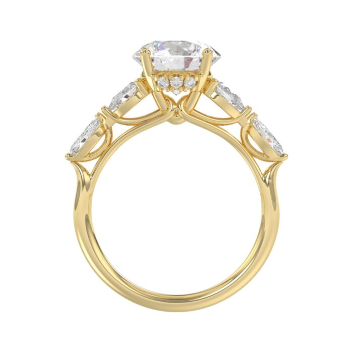 LADIES RING 2 1/2CT ROUND/PEAR/MARQUISE DIAMOND 14K YELLOW GOLD (CENTER STONE ROUND DIAMOND 2.00CT) - Image 2