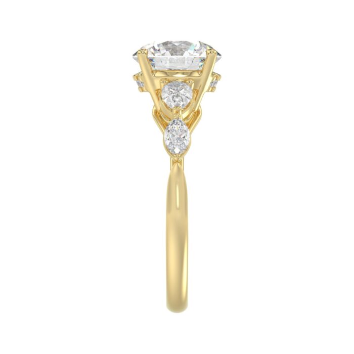 LADIES RING 2 1/2CT ROUND/PEAR/MARQUISE DIAMOND 14K YELLOW GOLD (CENTER STONE ROUND DIAMOND 2.00CT) - Image 4